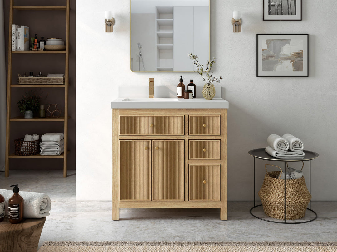 Sonoma Teak Wood 36 in. W x 22 in. D Left Offset Sink Bathroom Vanity - Willow Bath and Vanity