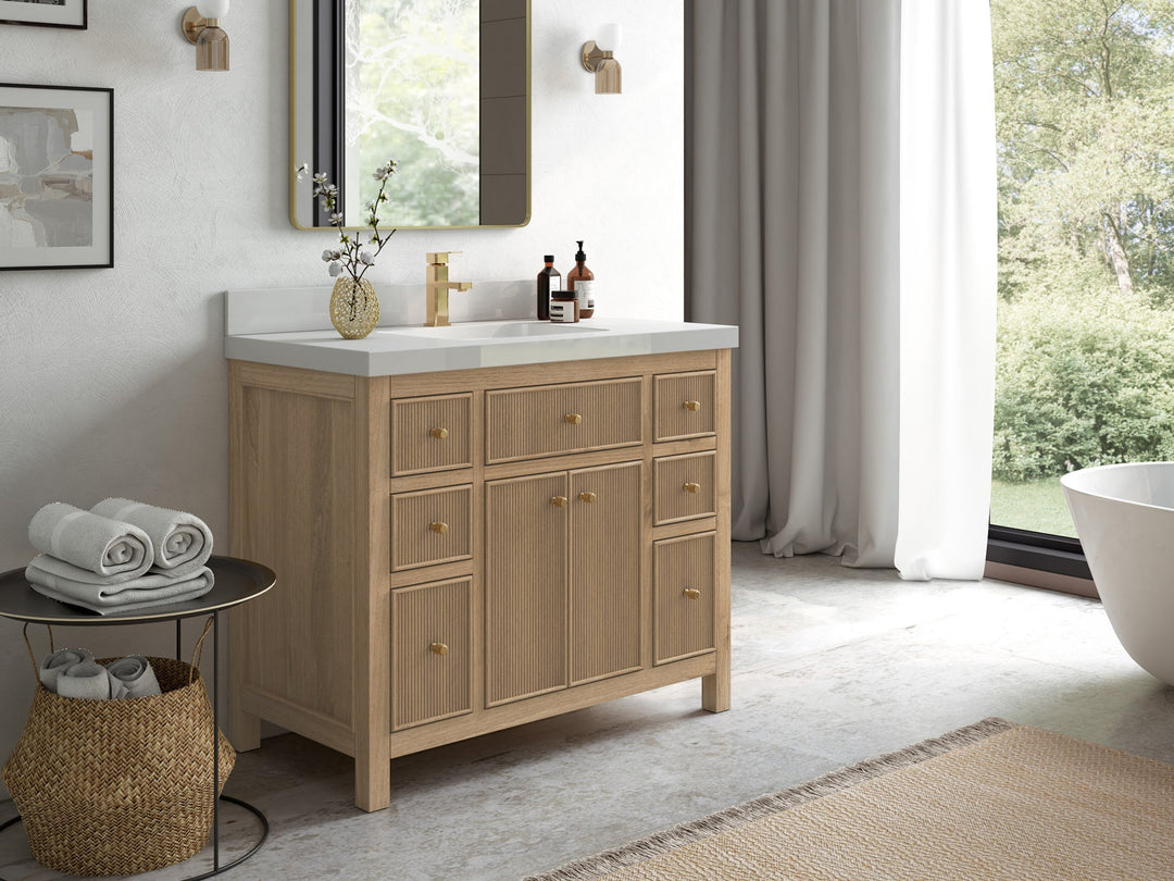 Sonoma Teak Wood 42 in. W x 22 in. D Single Sink Bathroom Vanity - Willow Bath and Vanity