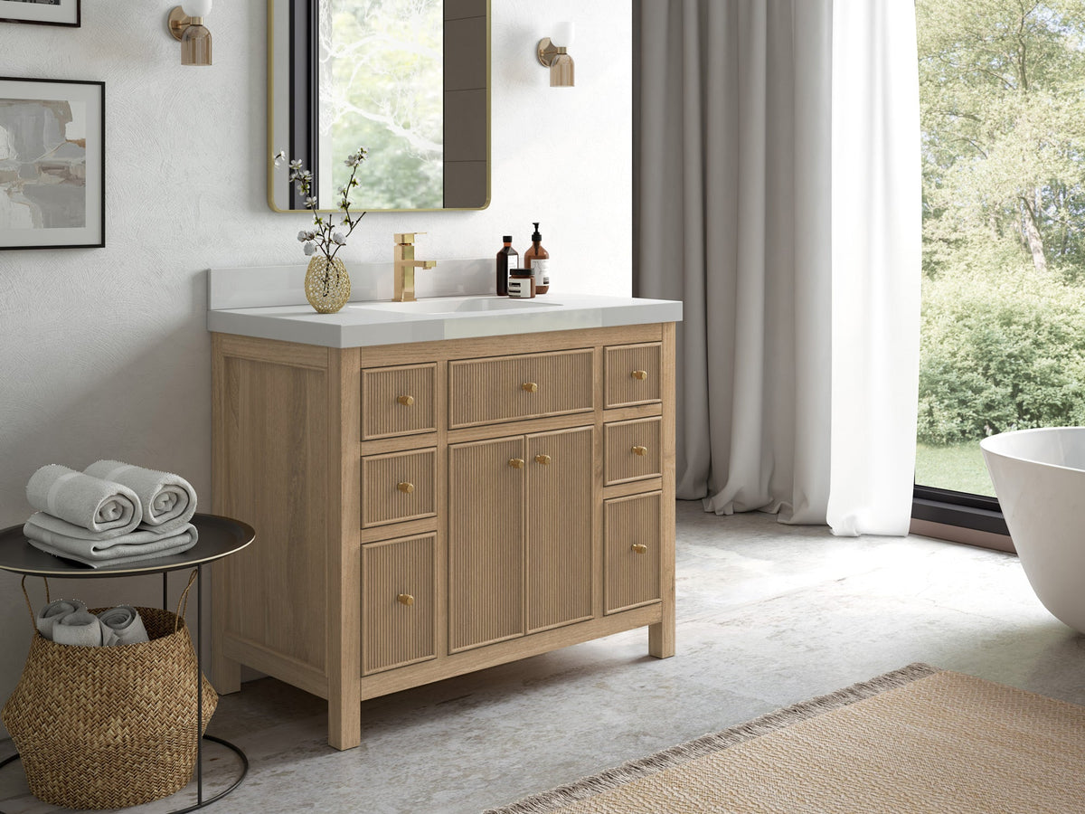 Sonoma Teak Wood 42 in. W x 22 in. D Single Sink Bathroom Vanity - Willow Bath and Vanity