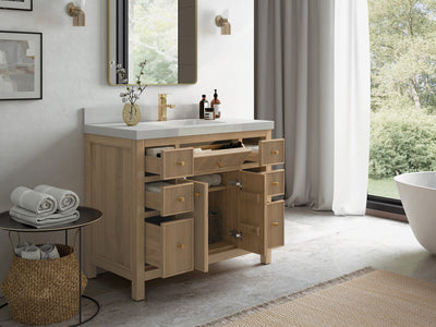 Sonoma Teak Wood 42 in. W x 22 in. D Single Sink Bathroom Vanity - Willow Bath and Vanity