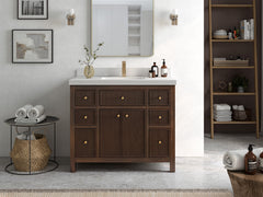 Sonoma Reeded Teak Wood 42 in. W x 22 in. D Single Sink Bathroom Vanity - photo 4