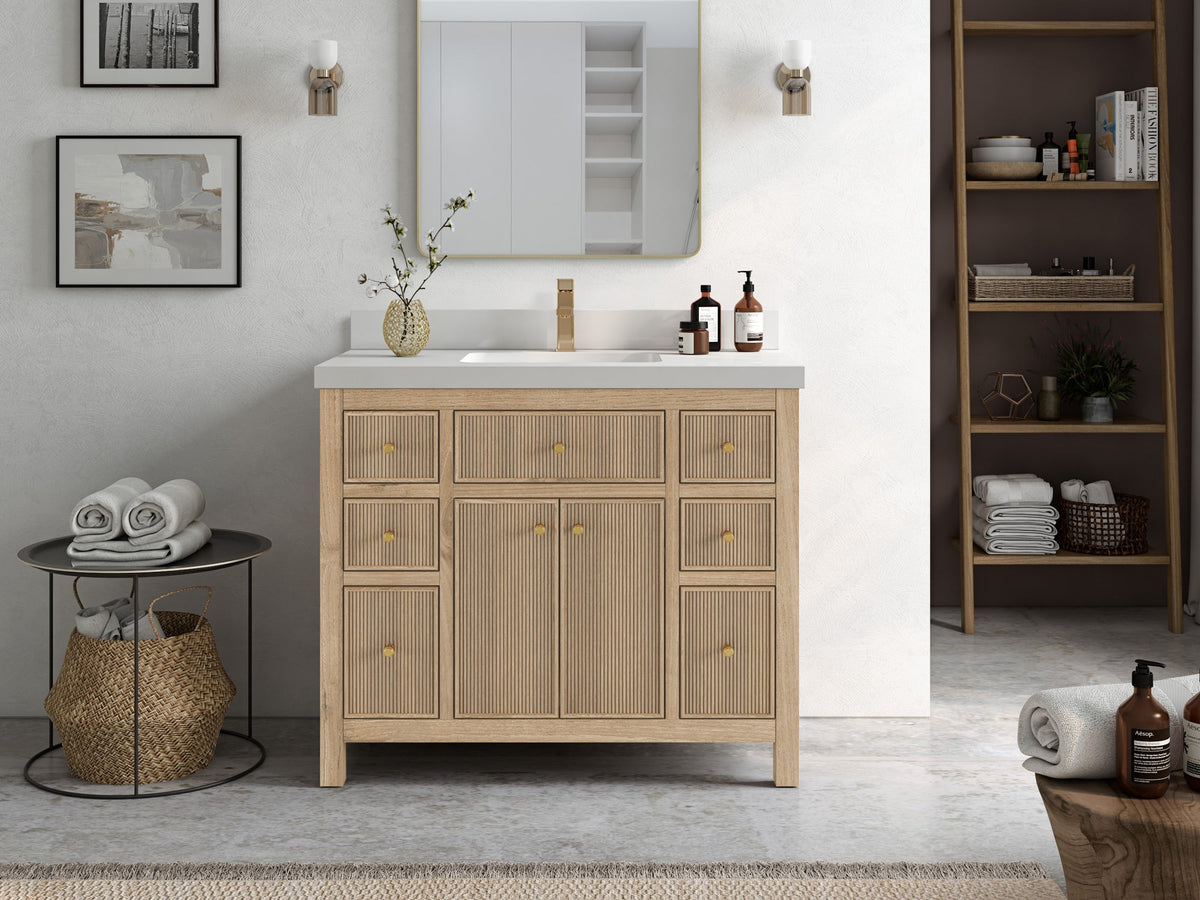 Sonoma Teak Wood 42 in. W x 22 in. D Single Sink Bathroom Vanity - Willow Bath and Vanity