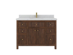 Sonoma Reeded Teak Wood 48 in. W x 22 in. D Single Sink Bathroom Vanity - photo 1