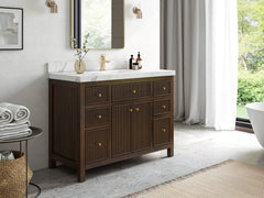 Sonoma Reeded Teak Wood 48 in. W x 22 in. D Single Sink Bathroom Vanity - photo 2