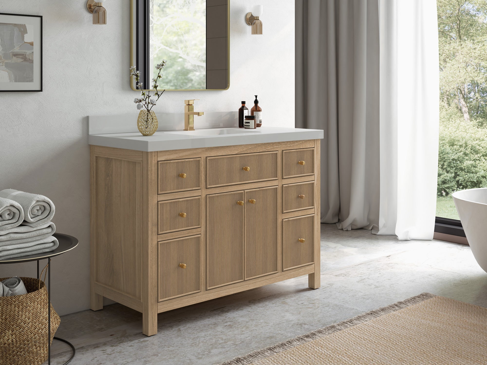 Sonoma Teak Wood 48 in. W x 22 in. D Single Sink Bathroom Vanity in Light Gray Washed - Willow Bath and Vanity