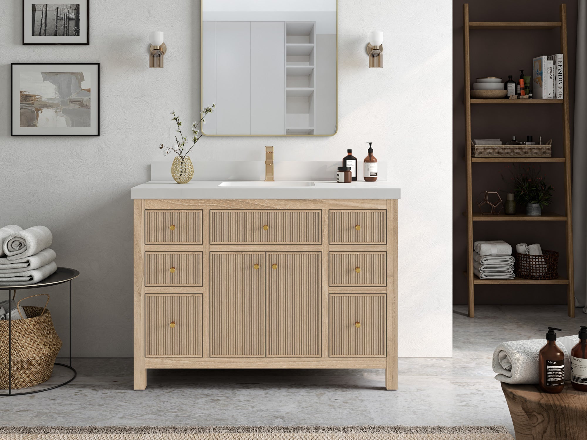 Sonoma Teak Wood 48 in. W x 22 in. D Single Sink Bathroom Vanity in Light Gray Washed - Willow Bath and Vanity