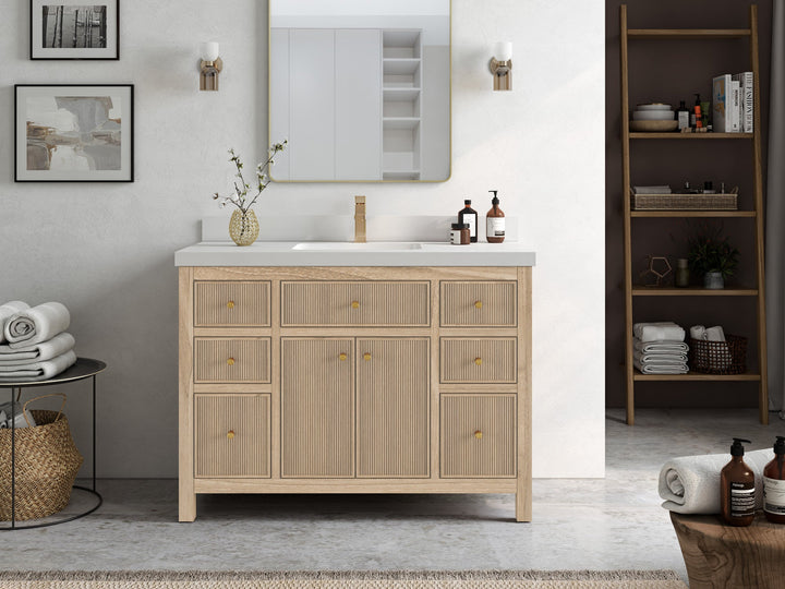 Sonoma Teak Wood 48 in. W x 22 in. D Single Sink Bathroom Vanity in Light Gray Washed - photo 4
