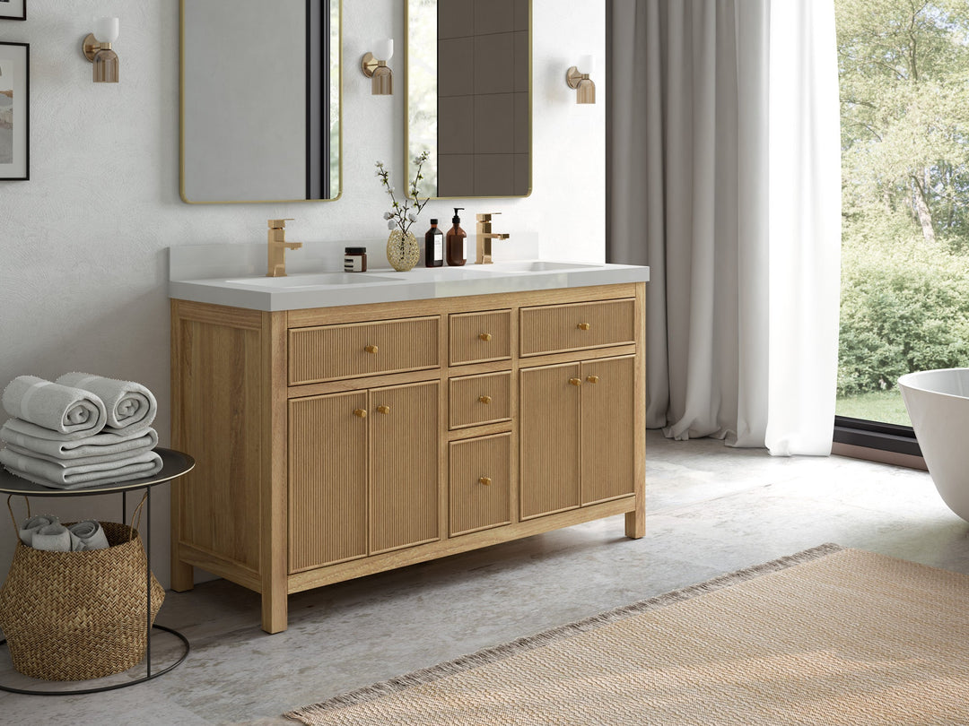 Sonoma Teak Wood 60 in. W x 22 in. D Double Sink Bathroom Vanity - Willow Bath and Vanity