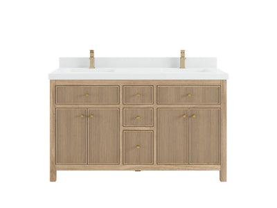 Sonoma Teak Wood 60 in. W x 22 in. D Double Sink Bathroom Vanity - Willow Bath and Vanity