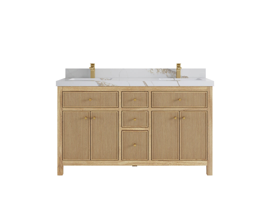 Sonoma Teak Wood 60 in. W x 22 in. D Double Sink Bathroom Vanity - Willow Bath and Vanity