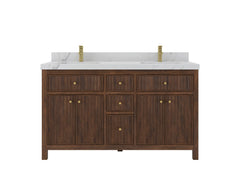 Sonoma Reeded Teak Wood 60 in. W x 22 in. D Double Sink Bathroom Vanity - photo 1
