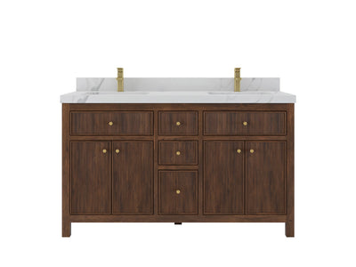 Sonoma Teak Wood 60 in. W x 22 in. D Double Sink Bathroom Vanity - Willow Bath and Vanity