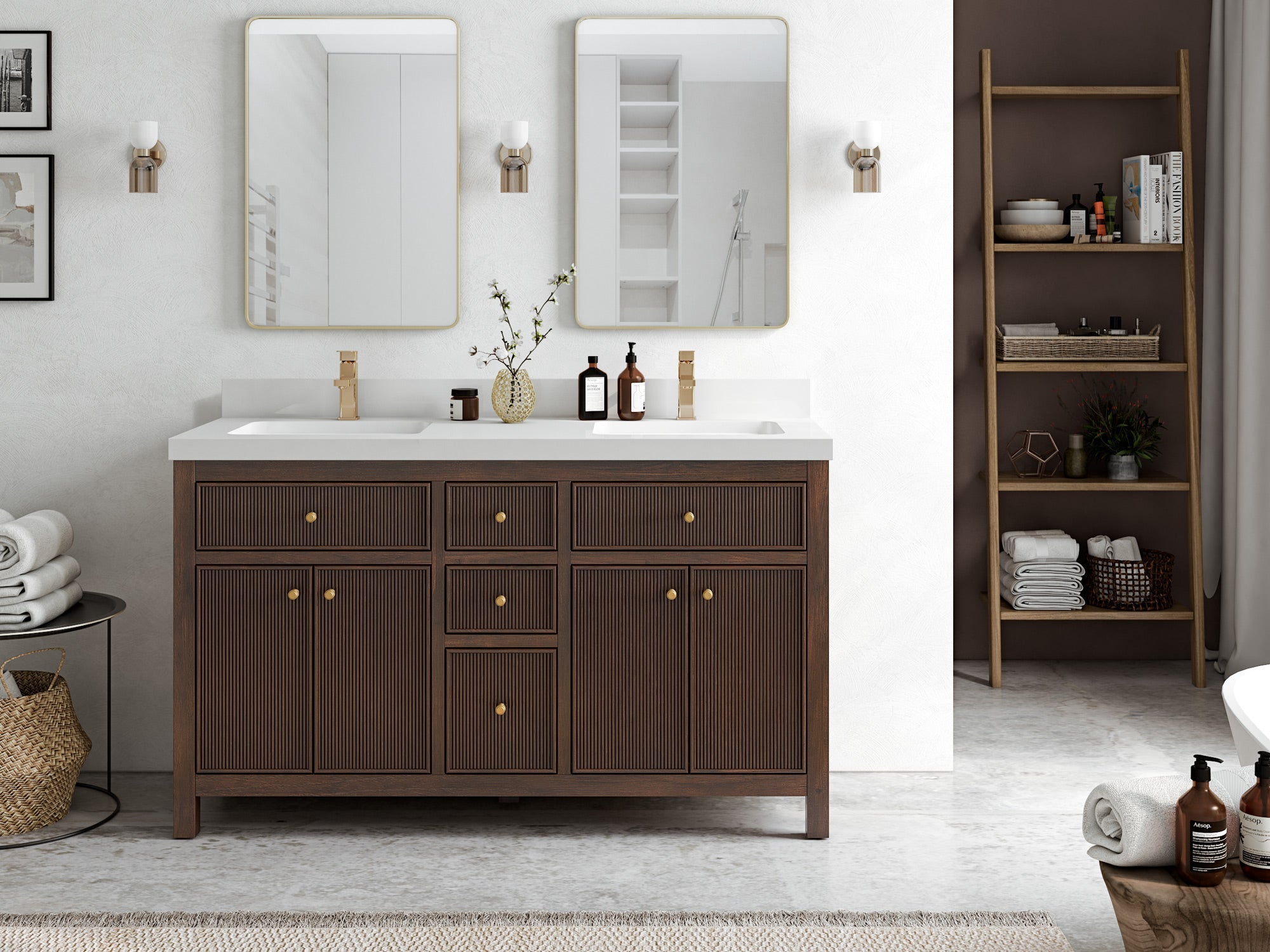 Sonoma Teak Wood 60 in. W x 22 in. D Double Sink Bathroom Vanity - Willow Bath and Vanity