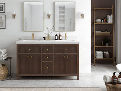 Sonoma Reeded Teak Wood 60 in. W x 22 in. D Double Sink Bathroom Vanity - photo 4