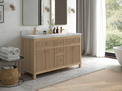 Sonoma Reeded Teak Wood 60 in. W x 22 in. D Double Sink Bathroom Vanity - photo 2