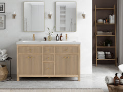 Sonoma Reeded Teak Wood 60 in. W x 22 in. D Double Sink Bathroom Vanity - photo 4