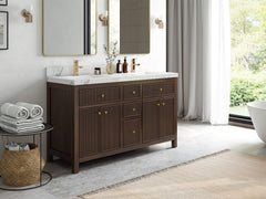 Sonoma Reeded Teak Wood 60 in. W x 22 in. D Double Sink Bathroom Vanity - photo 2