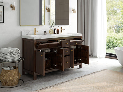 Sonoma Teak Wood 60 in. W x 22 in. D Double Sink Bathroom Vanity - Willow Bath and Vanity