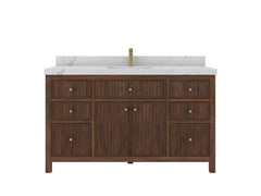 Sonoma Reeded Teak Wood 60 in. W x 22 in. D Single Sink Bathroom Vanity - photo 1