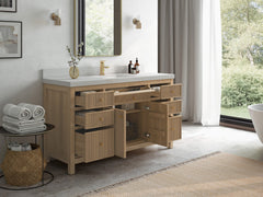 Sonoma Reeded Teak Wood 60 in. W x 22 in. D Single Sink Bathroom Vanity - photo 3