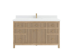 Sonoma Reeded Teak Wood 60 in. W x 22 in. D Single Sink Bathroom Vanity - photo 1
