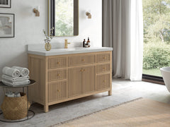 Sonoma Reeded Teak Wood 60 in. W x 22 in. D Single Sink Bathroom Vanity - photo 2