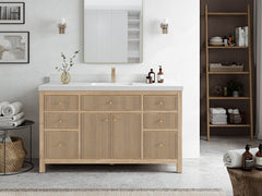 Sonoma Reeded Teak Wood 60 in. W x 22 in. D Single Sink Bathroom Vanity - photo 4