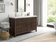 Sonoma Reeded Teak Wood 60 in. W x 22 in. D Single Sink Bathroom Vanity - photo 2