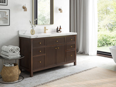 Sonoma Teak Wood 60 in. W x 22 in. D Single Sink Bathroom Vanity - Willow Bath and Vanity