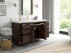 Sonoma Reeded Teak Wood 60 in. W x 22 in. D Single Sink Bathroom Vanity - photo 3
