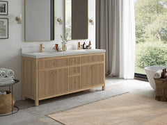 Sonoma Reeded Teak Wood 72 in. W x 22 in. D Double Sink Bathroom Vanity - photo 2