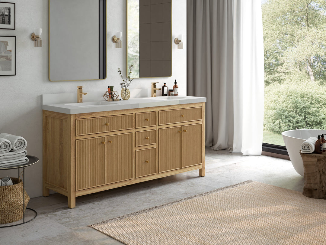 Sonoma Teak Wood 72 in. W x 22 in. D Double Sink Bathroom Vanity - Willow Bath and Vanity
