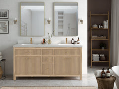 Sonoma Reeded Teak Wood 72 in. W x 22 in. D Double Sink Bathroom Vanity - photo 4
