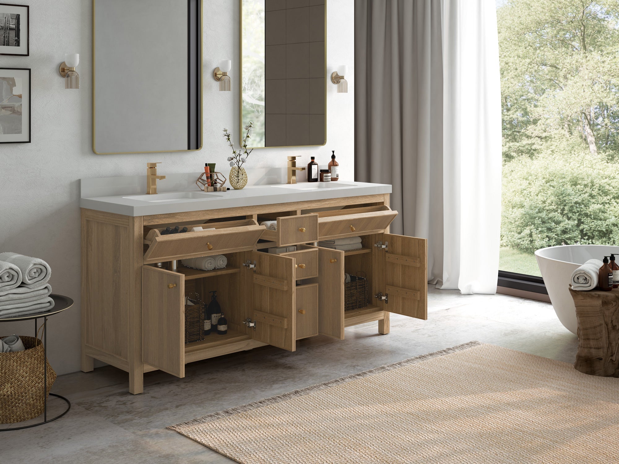 Sonoma Teak Wood 72 in. W x 22 in. D Double Sink Bathroom Vanity - Willow Bath and Vanity