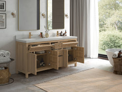 Sonoma Reeded Teak Wood 72 in. W x 22 in. D Double Sink Bathroom Vanity - photo 3