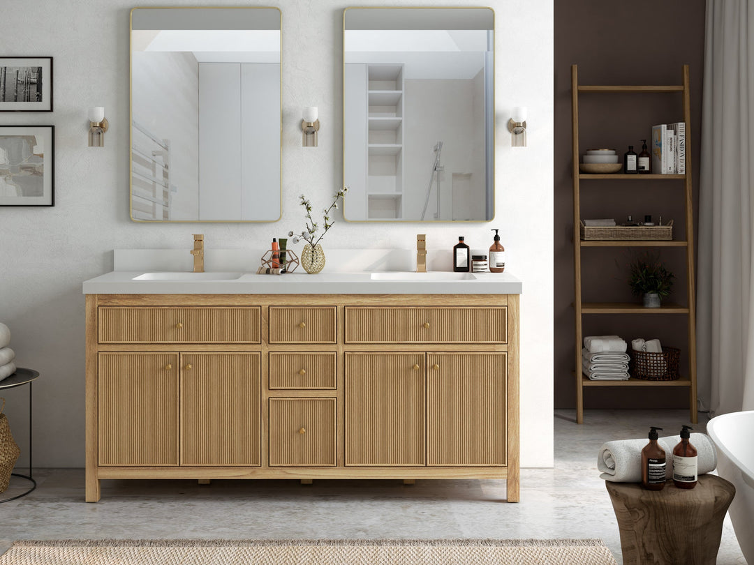 Sonoma Teak Wood 72 in. W x 22 in. D Double Sink Bathroom Vanity - Willow Bath and Vanity