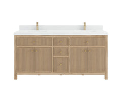 Sonoma Reeded Teak Wood 72 in. W x 22 in. D Double Sink Bathroom Vanity - photo 1
