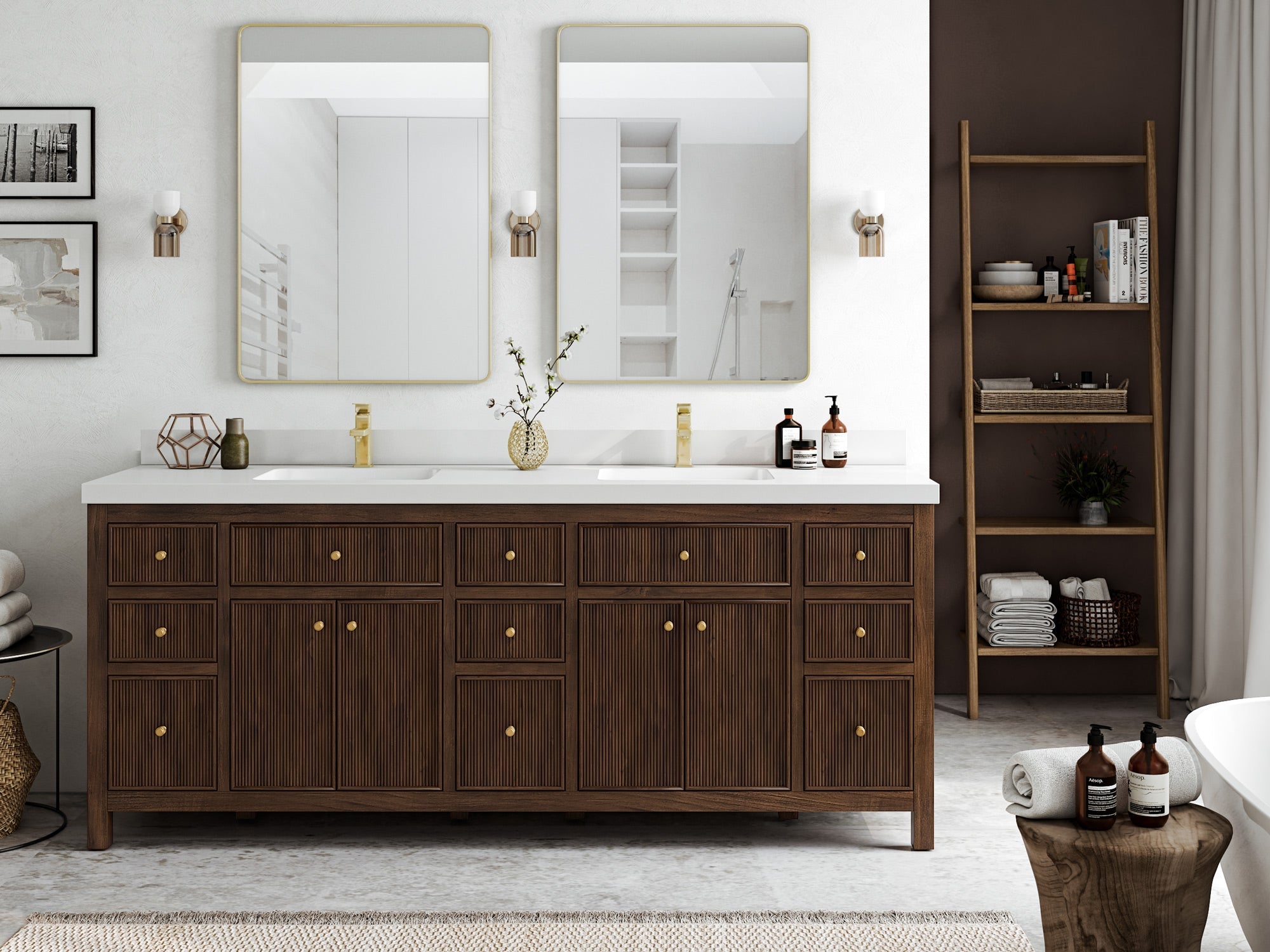 Sonoma Teak Wood 84 in. W x 22 in. D Double Sink Bathroom Vanity - Willow Bath and Vanity