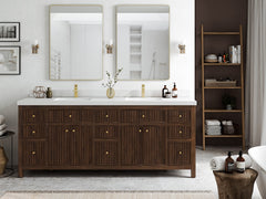 Sonoma Reeded Teak Wood 84 in. W x 22 in. D Double Sink Bathroom Vanity - photo 4