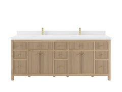 Sonoma Reeded Teak Wood 84 in. W x 22 in. D Double Sink Bathroom Vanity - photo 1