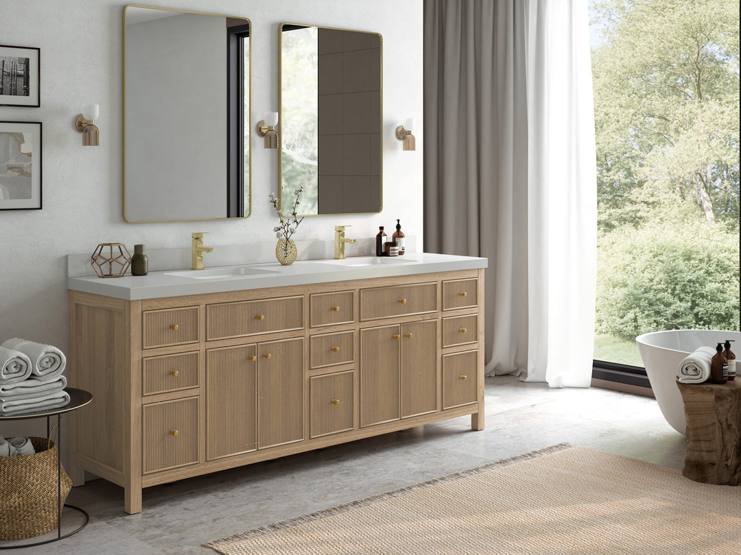 Sonoma Teak Wood 84 in. W x 22 in. D Double Sink Bathroom Vanity - Willow Bath and Vanity