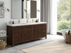 Sonoma Reeded Teak Wood 84 in. W x 22 in. D Double Sink Bathroom Vanity - photo 2
