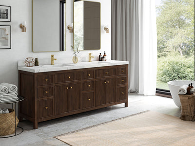 Sonoma Teak Wood 84 in. W x 22 in. D Double Sink Bathroom Vanity - Willow Bath and Vanity