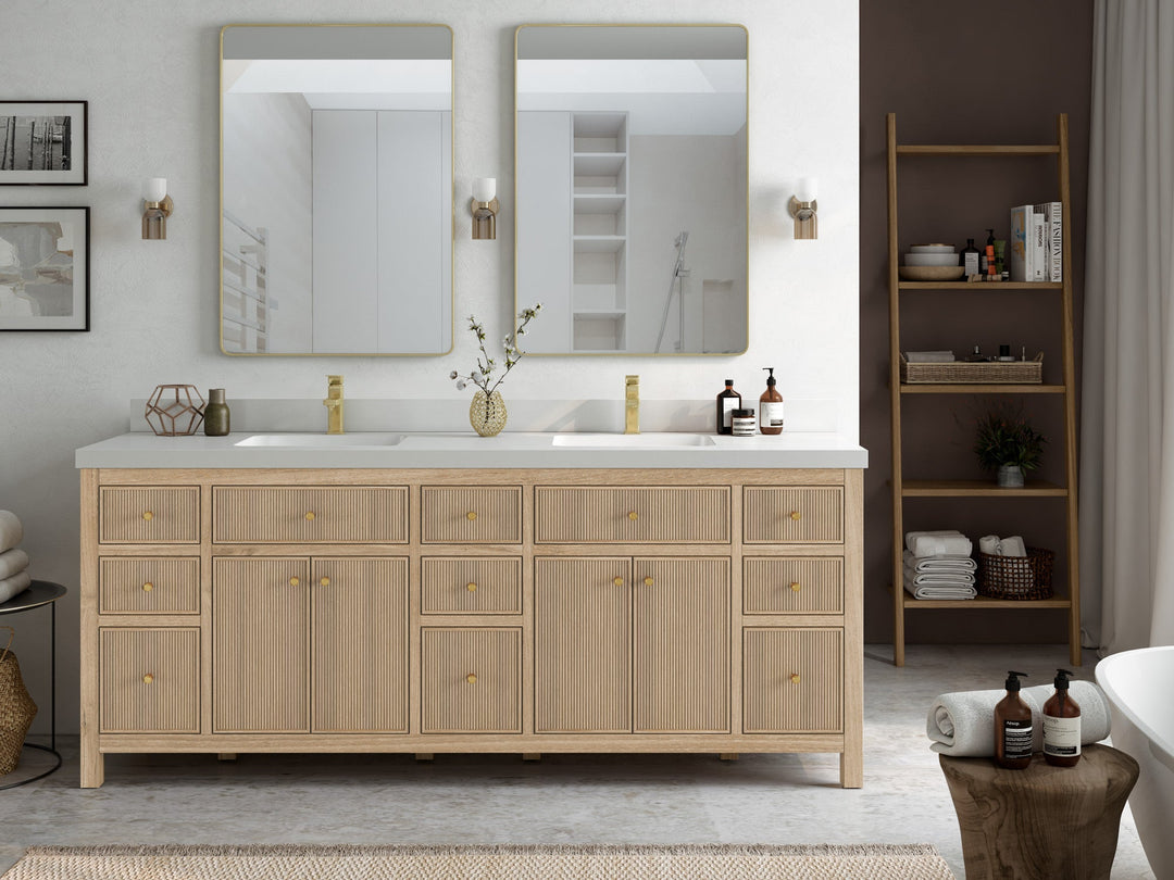 Sonoma Teak Wood 84 in. W x 22 in. D Double Sink Bathroom Vanity - Willow Bath and Vanity