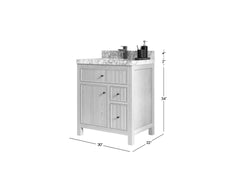 Sonoma White Oak 30 in. W x 22 in. D Single Sink Reeded Bathroom Vanity - photo 3