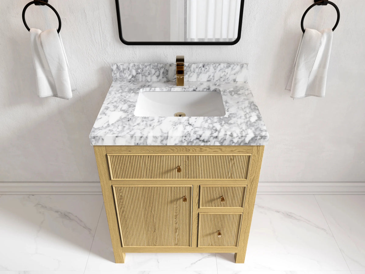 Sonoma White Oak 30 in. W x 22 in. D Single Sink Reeded Bathroom Vanity - Willow Bath and Vanity