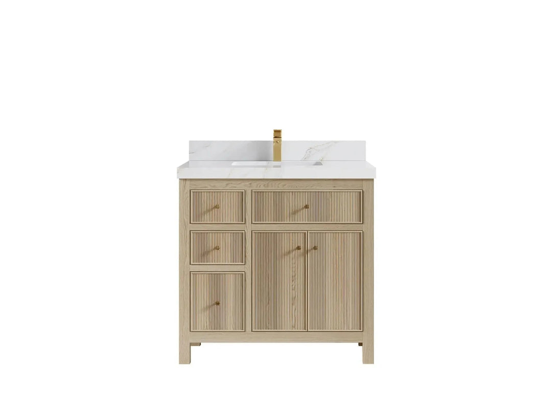 Sonoma White Oak 36 in. W x 22 in. D Center Sink Bathroom Vanity - Willow Bath and Vanity