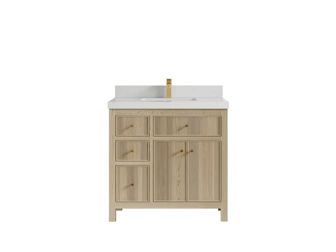 Sonoma White Oak 36 in. W x 22 in. D Center Sink Bathroom Vanity - Willow Bath and Vanity