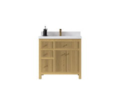 Sonoma White Oak 36 in. W x 22 in. D Center Sink Reeded Bathroom Vanity - photo 1