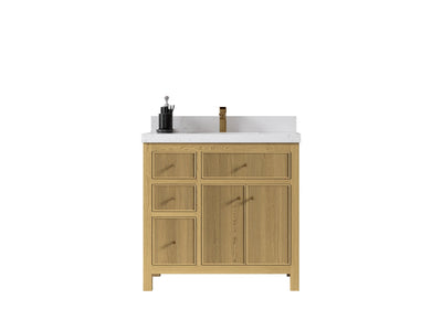 Sonoma White Oak 36 in. W x 22 in. D Center Sink Reeded Bathroom Vanity - Willow Bath and Vanity